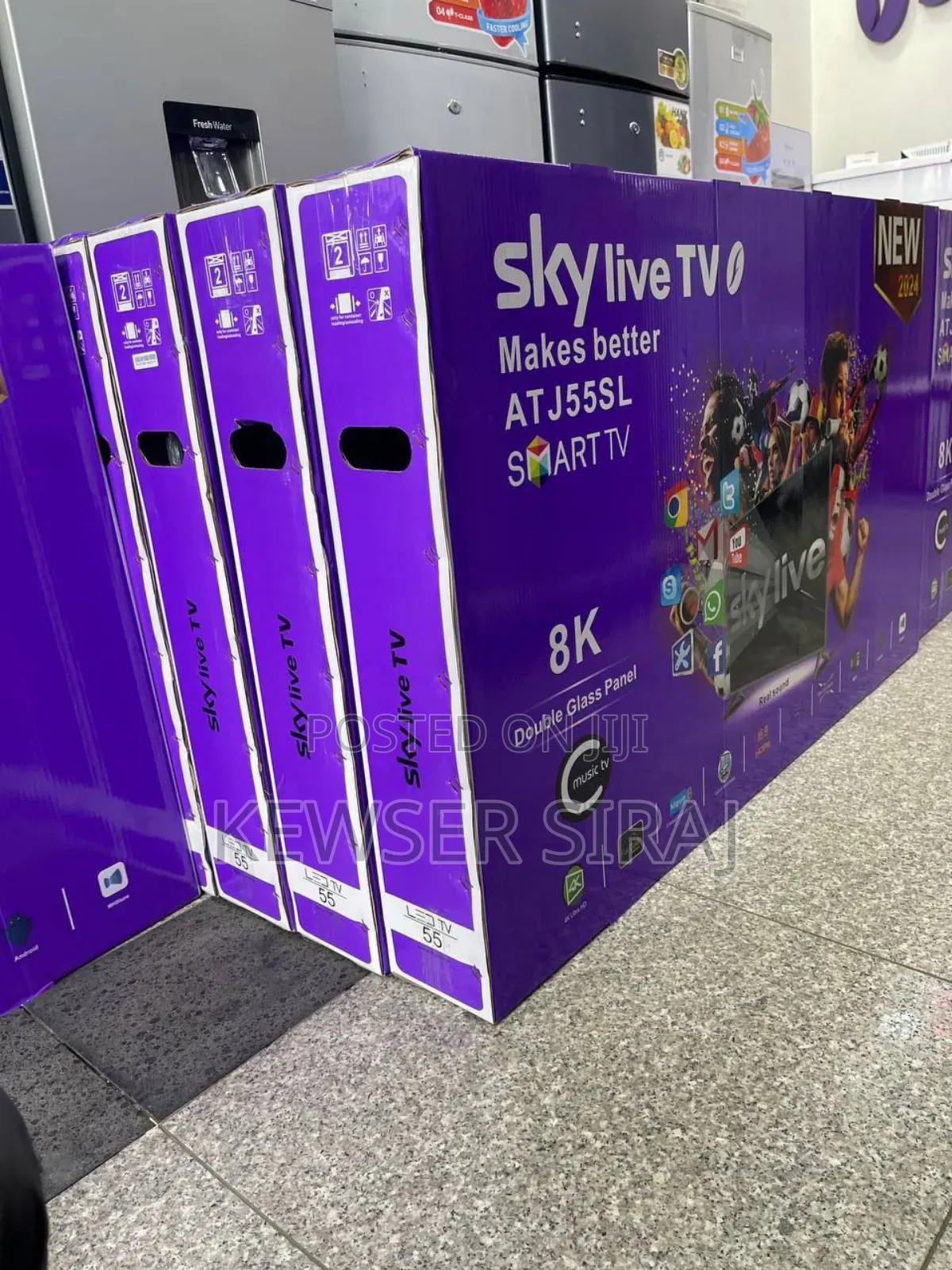Sky Live 55inch Tv ፍሬም ለስ Smart Functions Remote Control Android 14