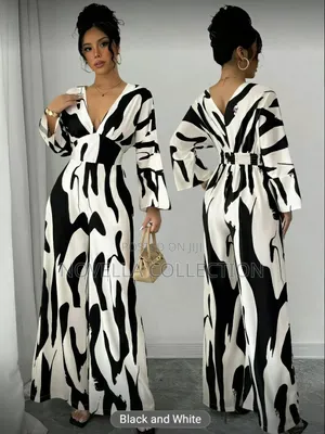 Photo - Women's Black White Tie High Waist Wide Leg Loose Casual Jumpsuit