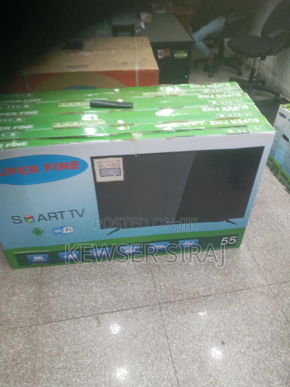 Super Fine 55inch Tv Double Glass Remote Smart Android Tv