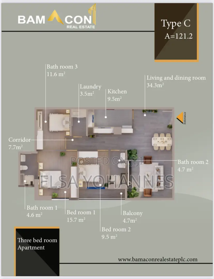 3bdrm Apartment in Bamacon Real Estate, Kirkos for sale