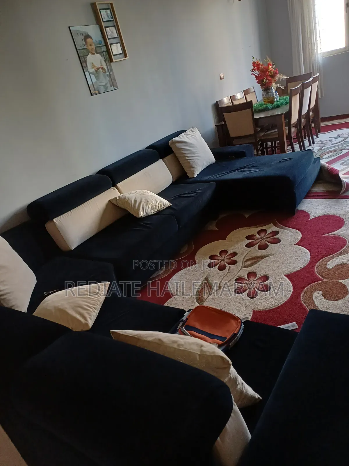 Slightly Used Confortable Sofa and Carpent and Central Tabel Food Tabl