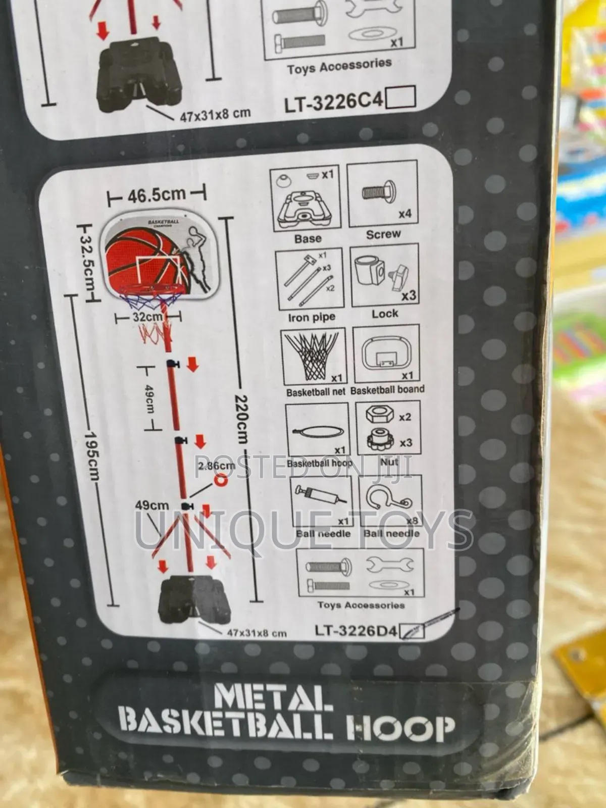 Basketball Hoop Stand With Metal Frame Ball – 220cm Height