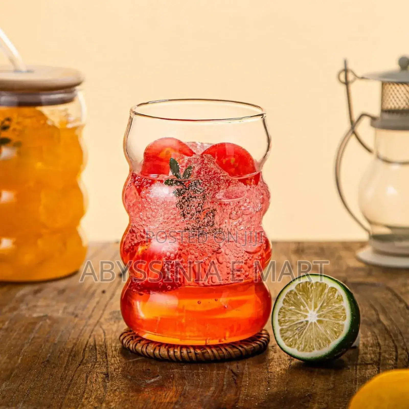 Glass Drinking Mug With Straw