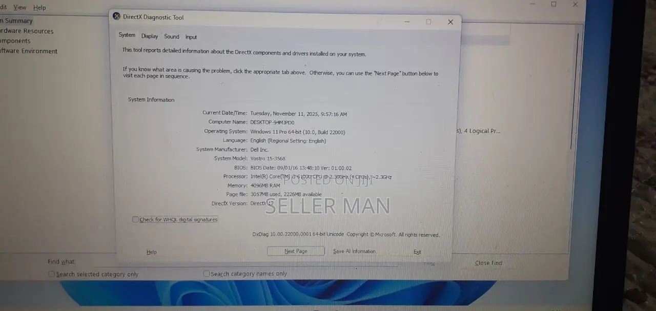 Laptop Dell Vostro 15 3568 4GB Intel Core I3 HDD+SSD 1T