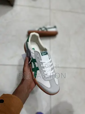 Onitsuka Tiger Tokuten Sneaker in a White, Green, and Gum Colorway