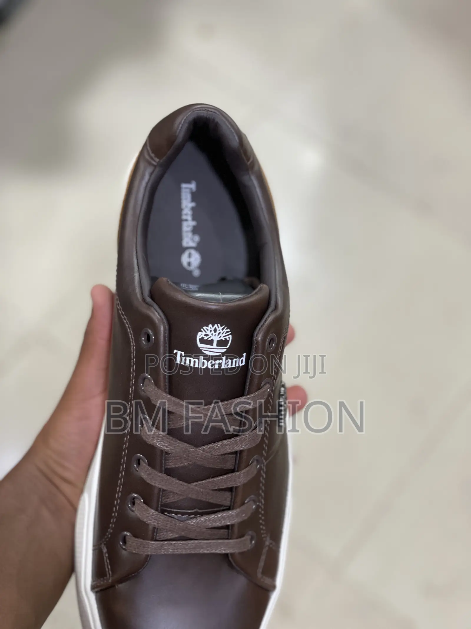 Men's Brown Leather Timberland Sneakers With a White Sole