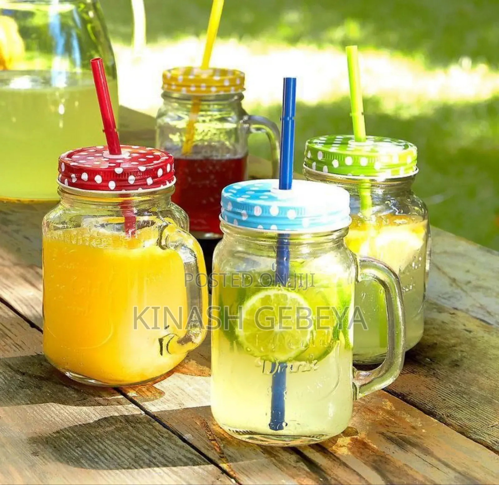 Vintage Mason Glass Drinking Jar With Straw