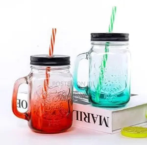 Vintage Drinking Jar With Straw