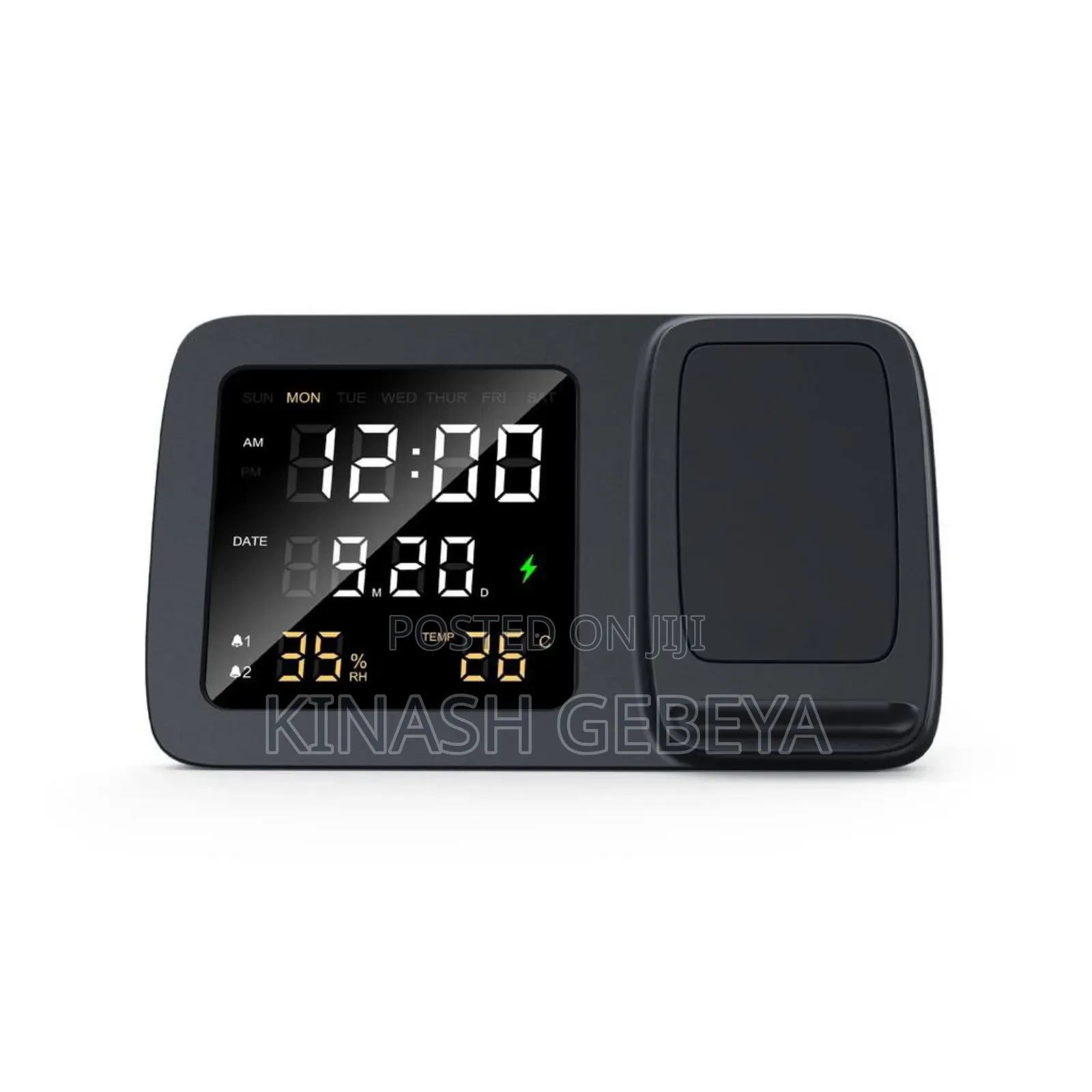 Rise Digital Alarm Clock and Wireless Charger