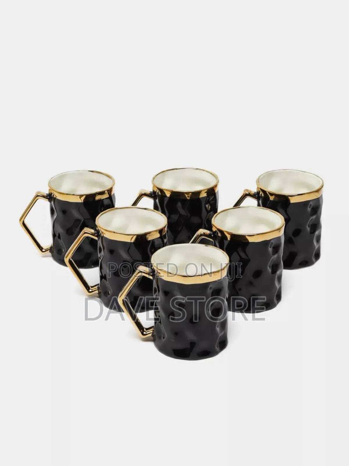6set Ceramic Mugs With Golden Stand