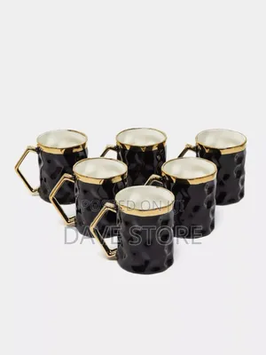 6set Ceramic Mugs With Golden Stand