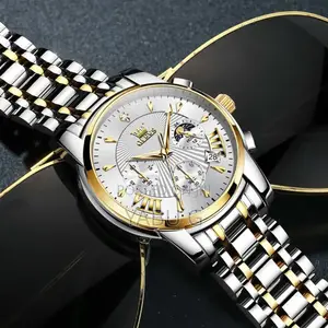 Olevs New Vintage Silver and Gold Color Watch for Men