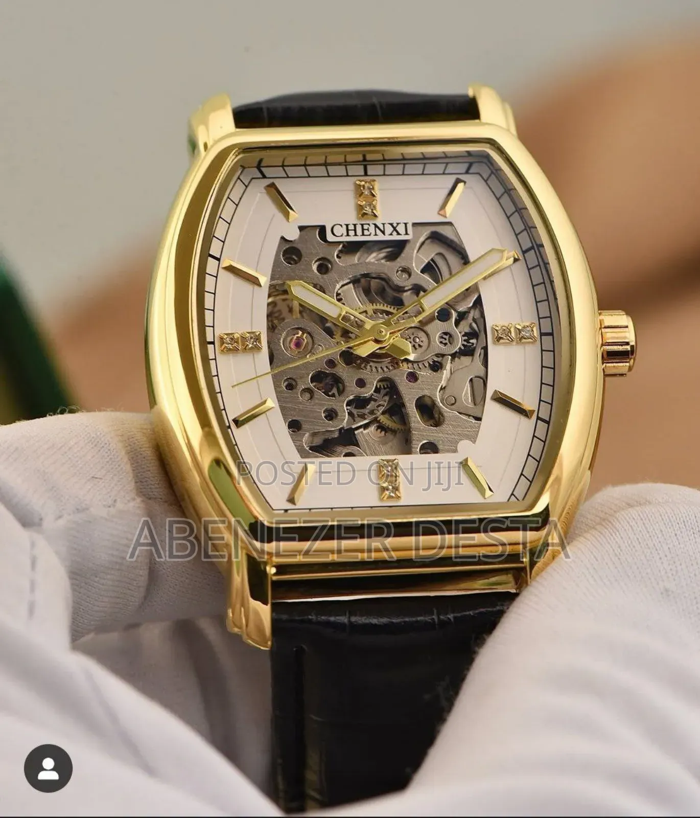 Gold-Toned Chenxi 8815 Skeleton Automatic Mechanical Watch