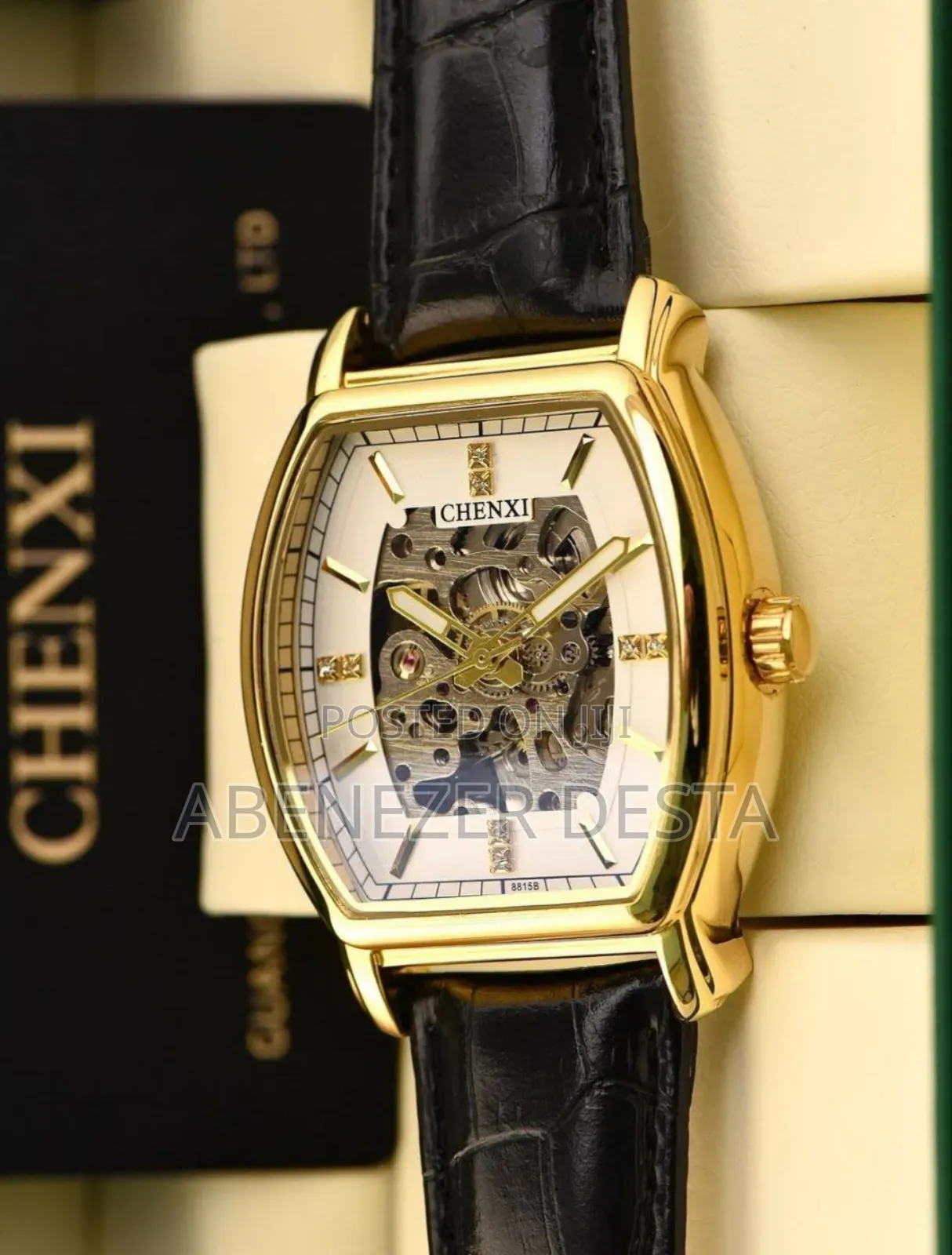 Gold-Toned Chenxi 8815 Skeleton Automatic Mechanical Watch