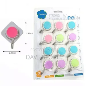 12 Self Adhesive Plastic Hooks