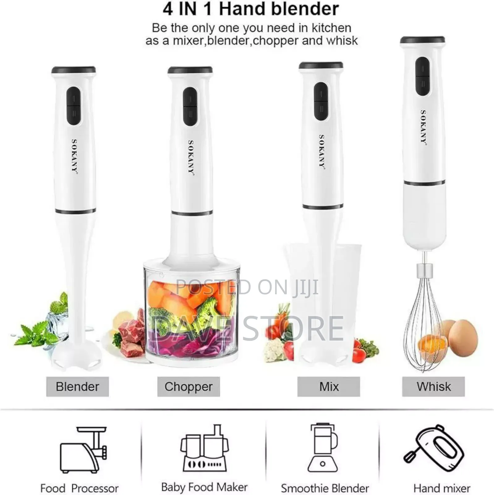 Sokany 4 in 1 Hand Blender