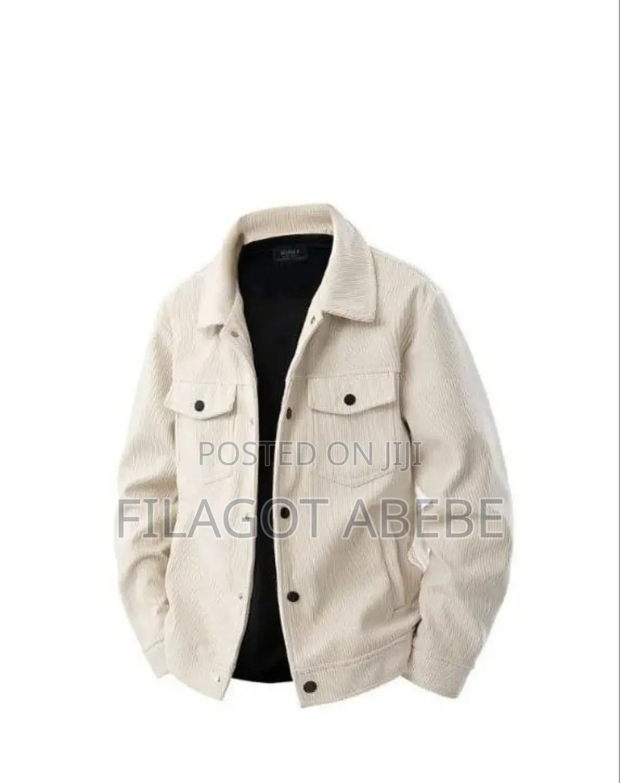 Men's Offwhite Jacket With Black Tshirt