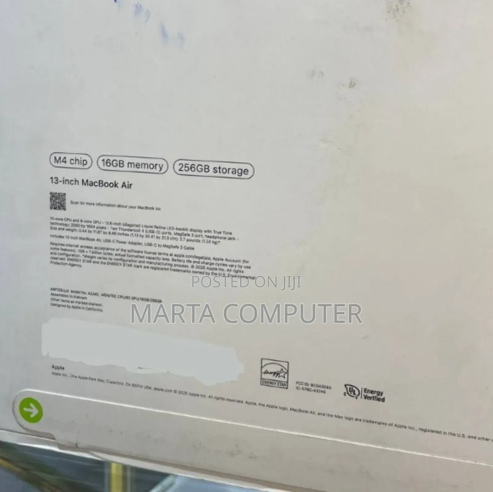 New Laptop Apple MacBook Air 2022 M2 16GB Intel Core I7 SSD 256GB