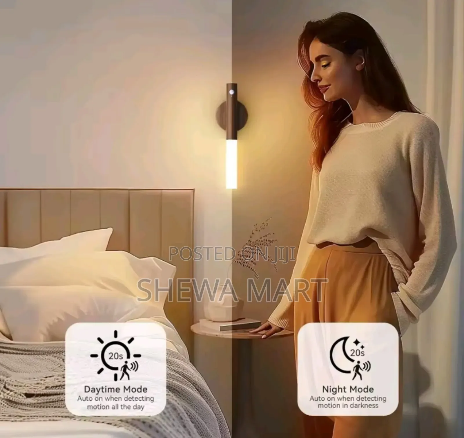 Imitation Wood Grain Smart Human Body Sensor Night Light, Led Rechar