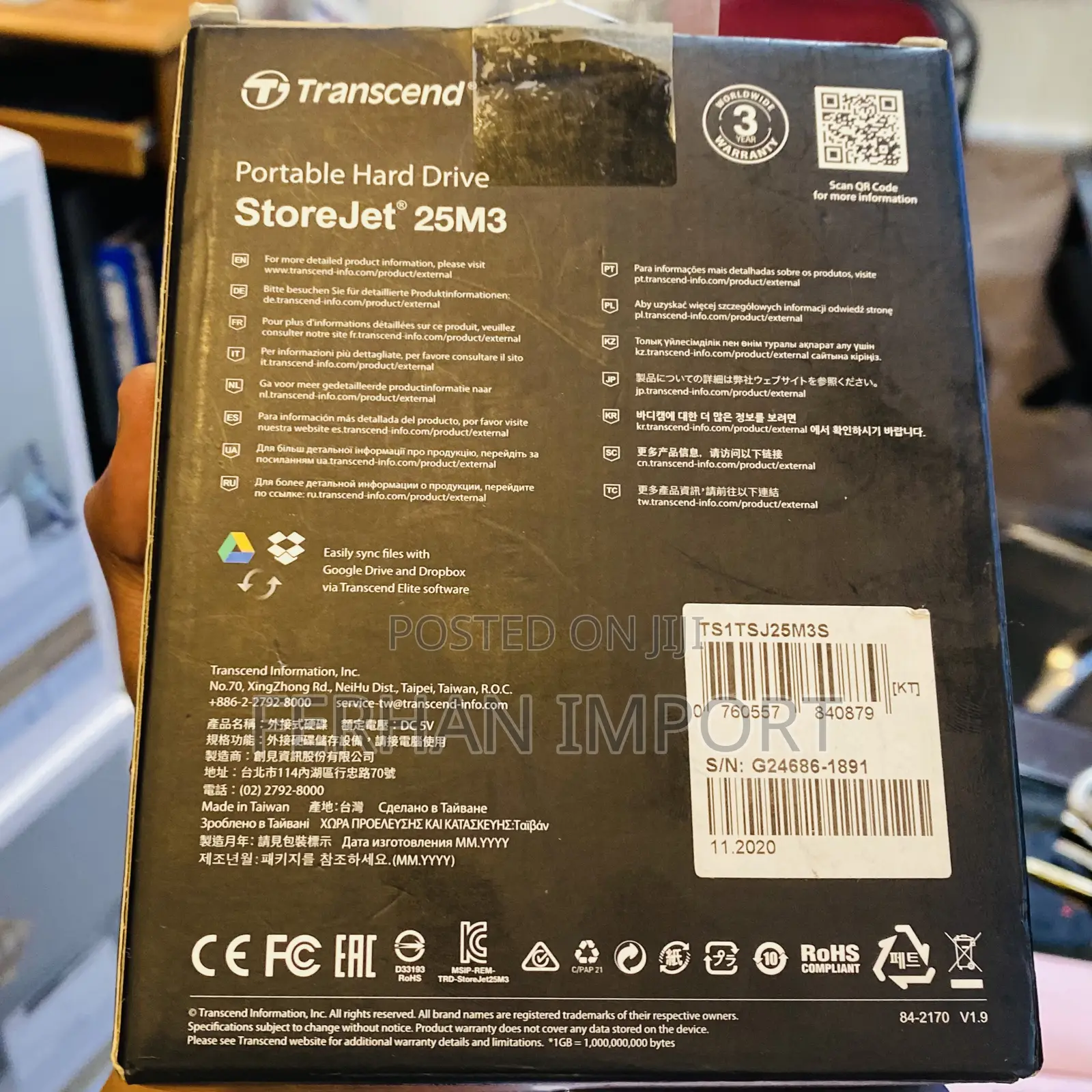 Transcend Storejet 25m3 – 1tb External Hard Drive