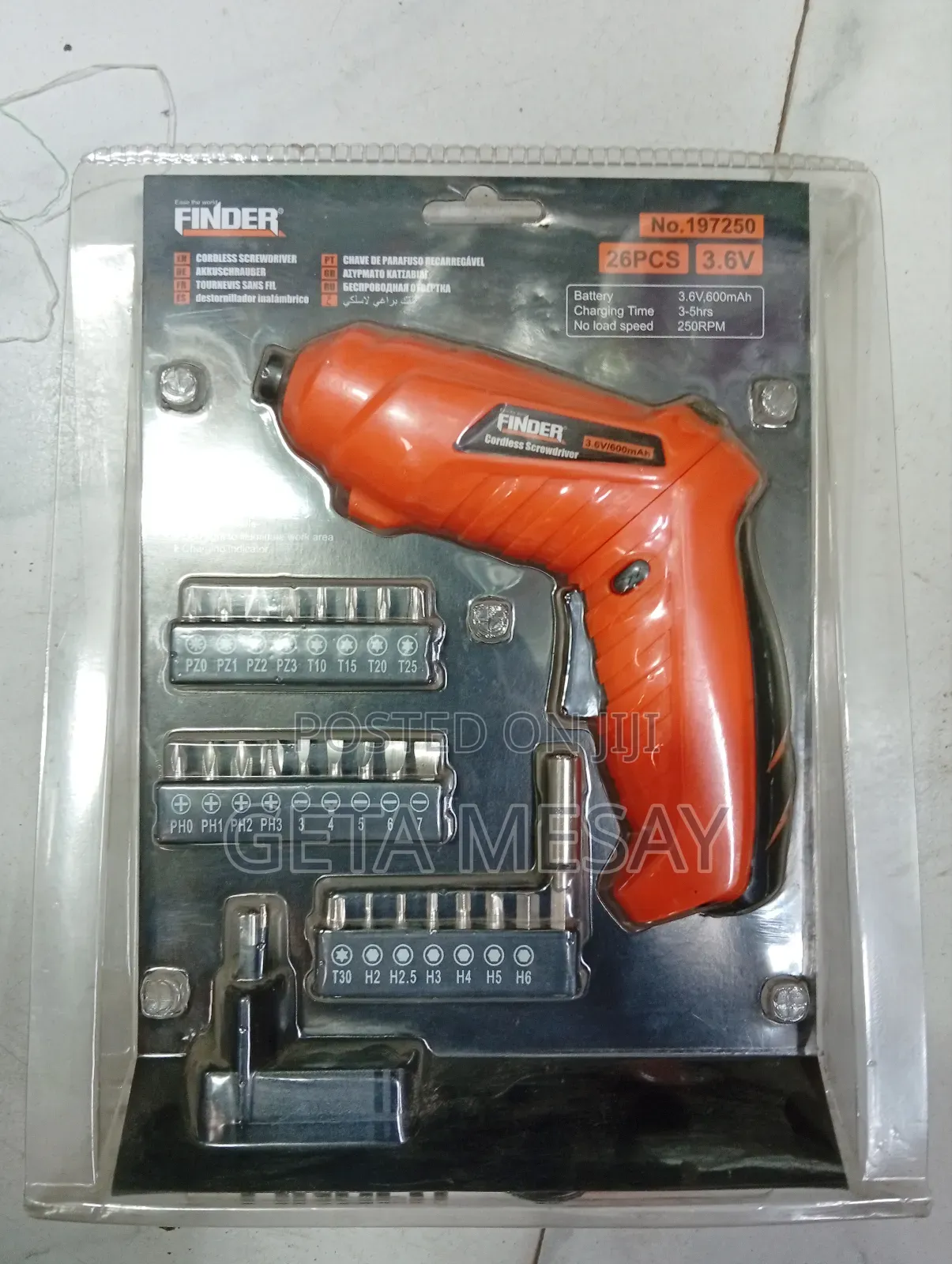 Finder 26 PCS 3 Cordless Screwdriver Set - 600mah, 250 Rpm, Led Light