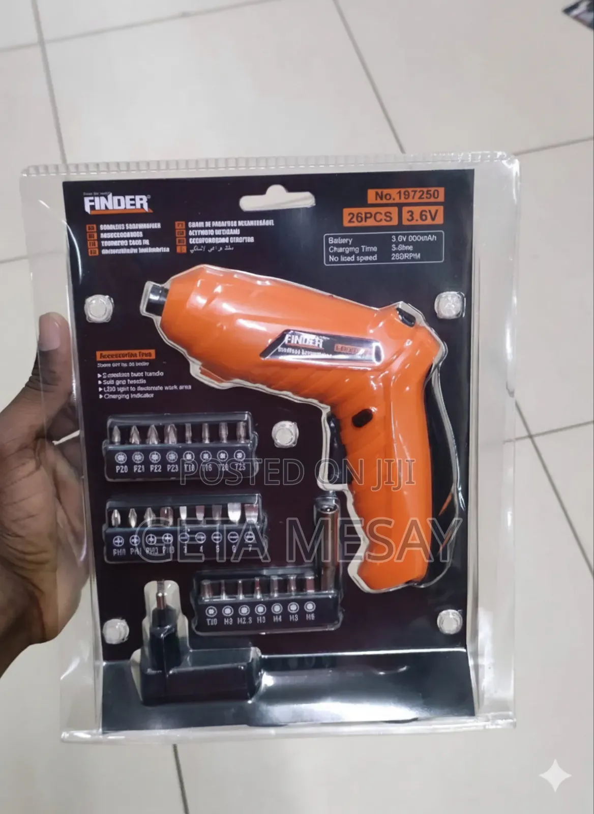 Finder 26 PCS 3 Cordless Screwdriver Set - 600mah, 250 Rpm, Led Light