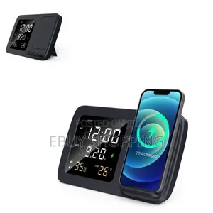 Photo - Black Rise Charging Clock Dock for Bedside Office Desks