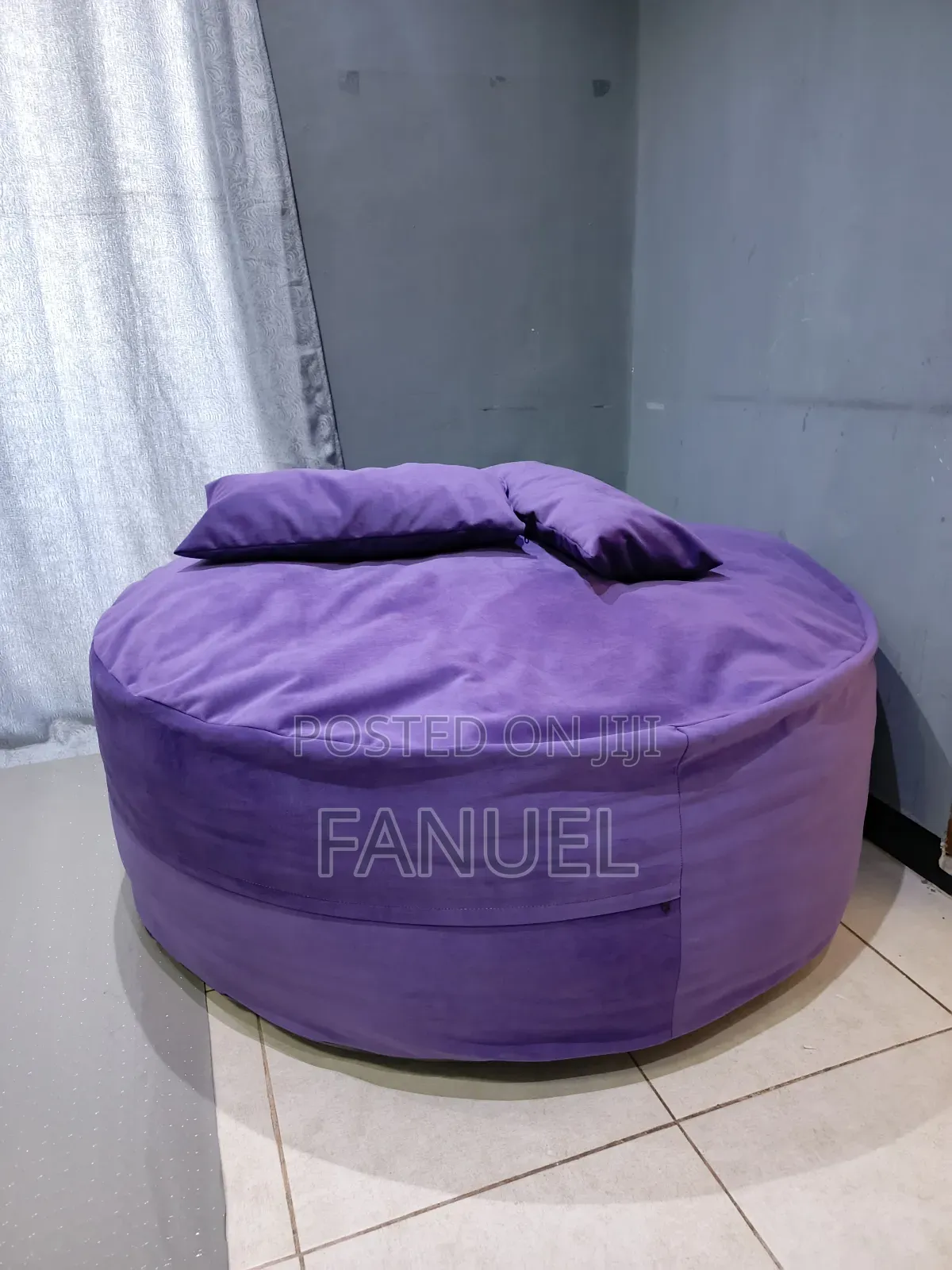 1.5 Meter Purple Beanbag Chair With 2 Pillows