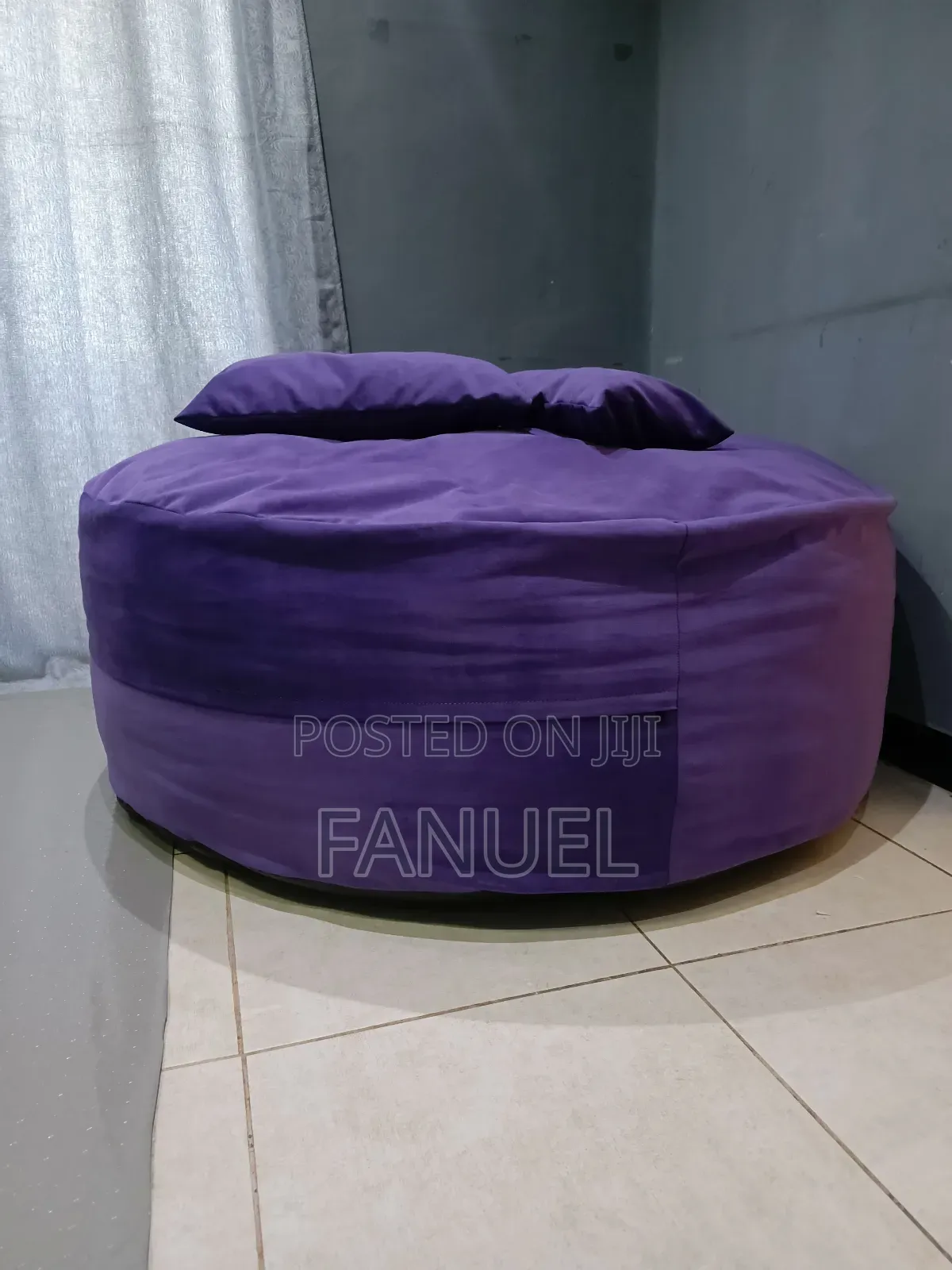 1.5 Meter Purple Beanbag Chair With 2 Pillows