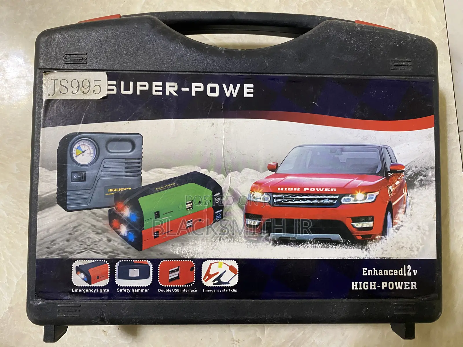 Car Emergency Kit Parts – Jump Starter Clip + Digital Tire Inflator