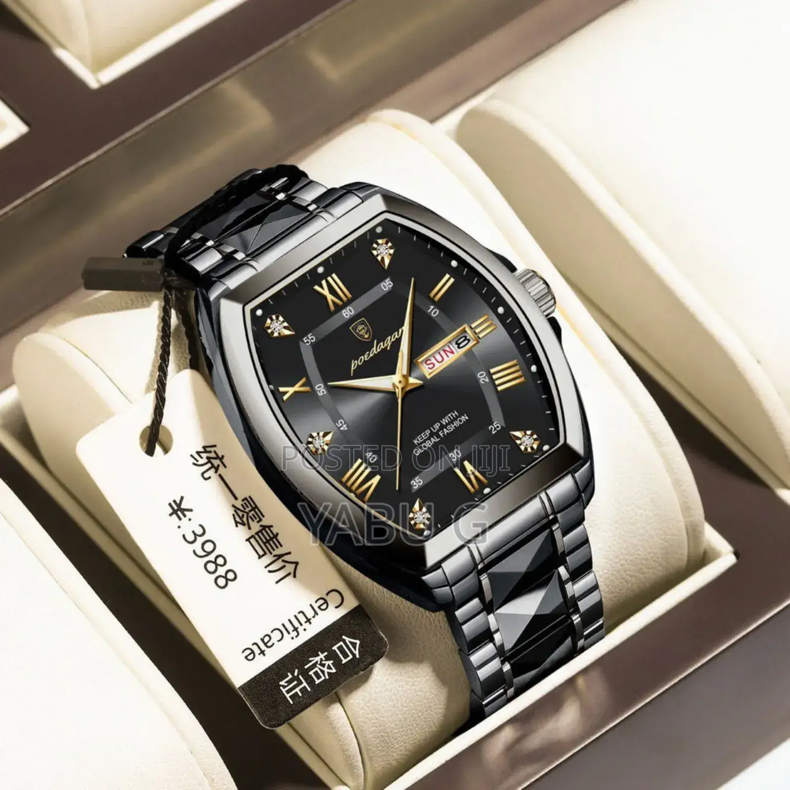 Waterproof Luminous Date Week Display Quartz Watch With Barrel-Shaped