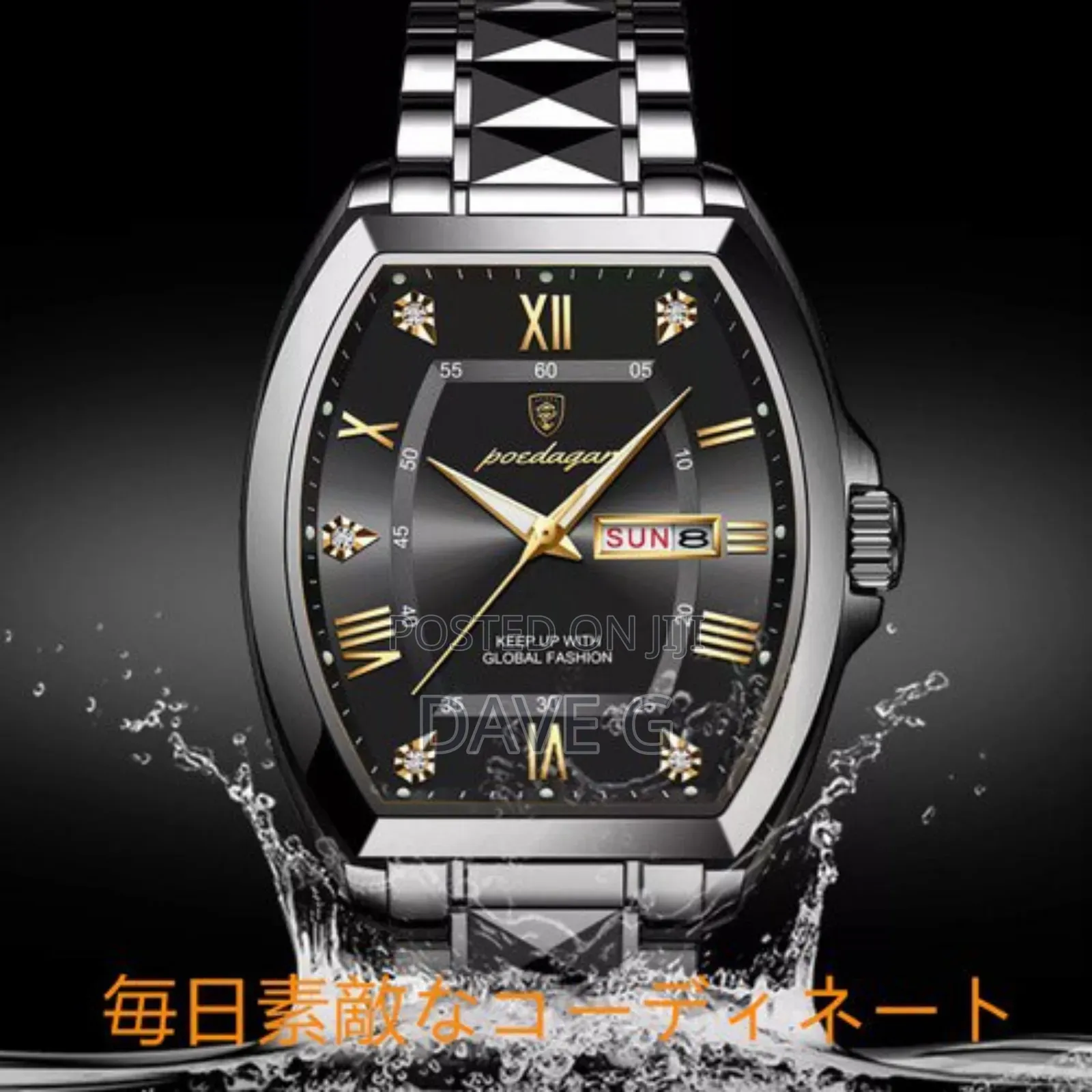 Waterproof Luminous Date Week Display Quartz Watch With Barrel-Shaped