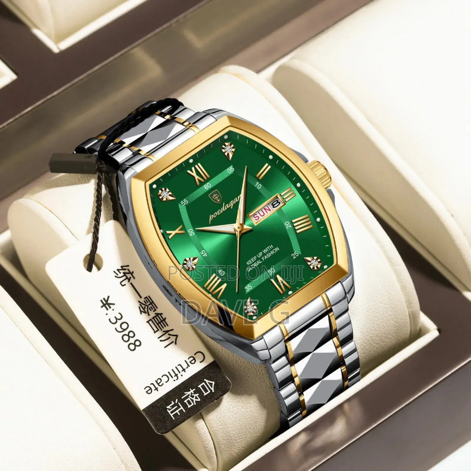 Poedagar Luxury Stainless Steel Quartz Green Men Watch