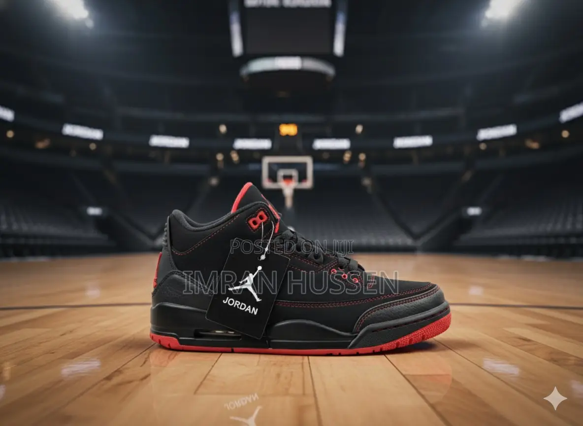Jordan-3 Black Red Sneakers – Premium Comfort | Street Sports Wear