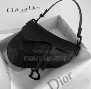 Photo - Christian Dior Black Oblique Embossed Calfskin Saddle Bag