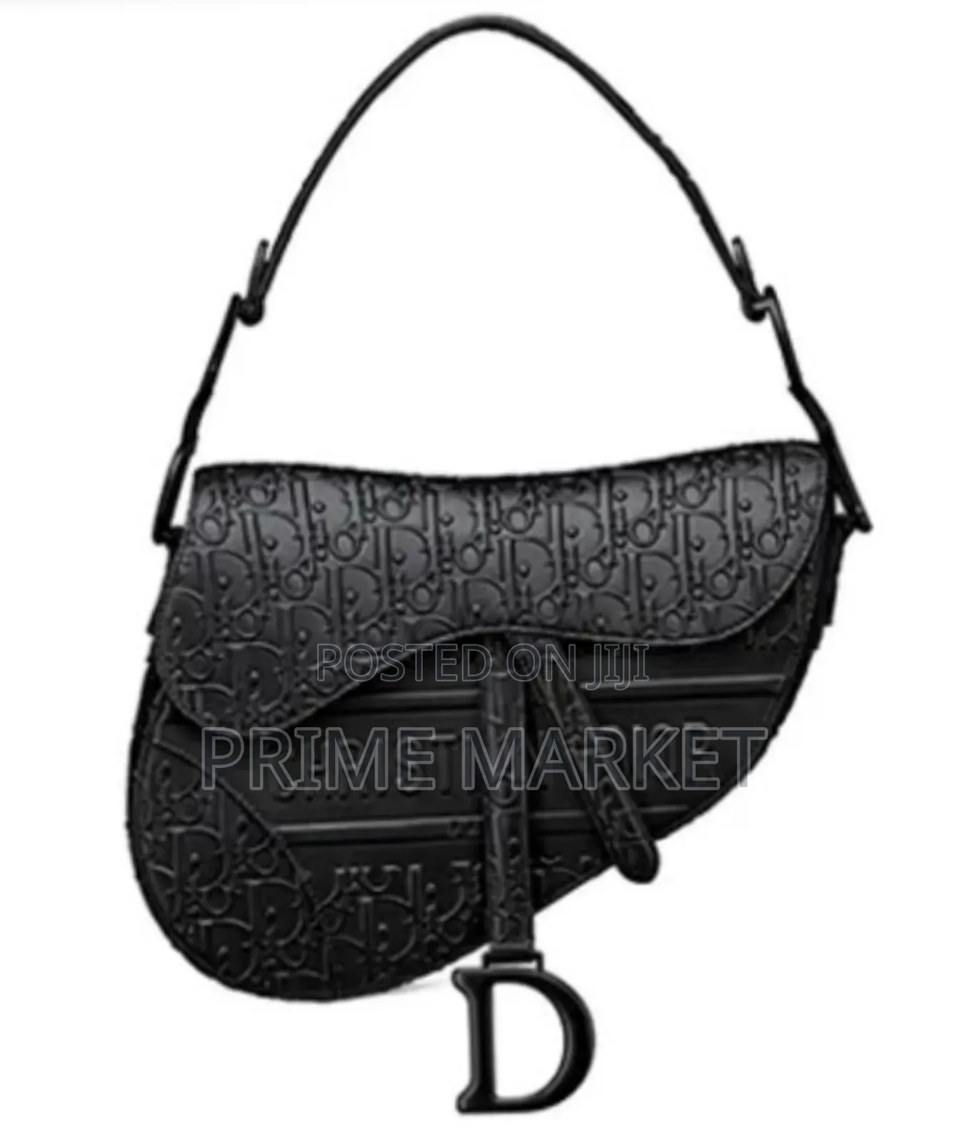 Christian Dior Black Oblique Embossed Calfskin Saddle Bag