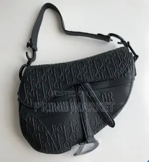 Photo - Christian Dior Black Oblique Embossed Calfskin Saddle Bag