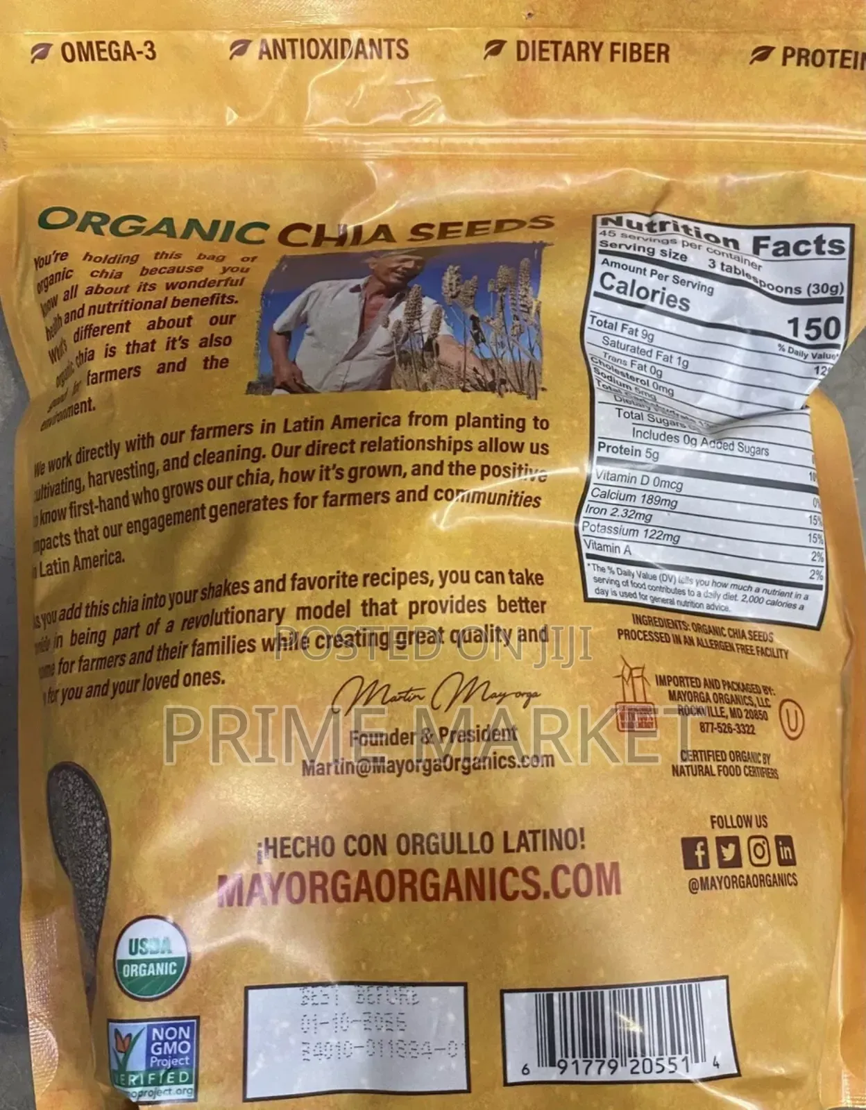 Mayorga Organic Raw Chia Seeds | Omega 3| Usda Certified, Gluten-Free