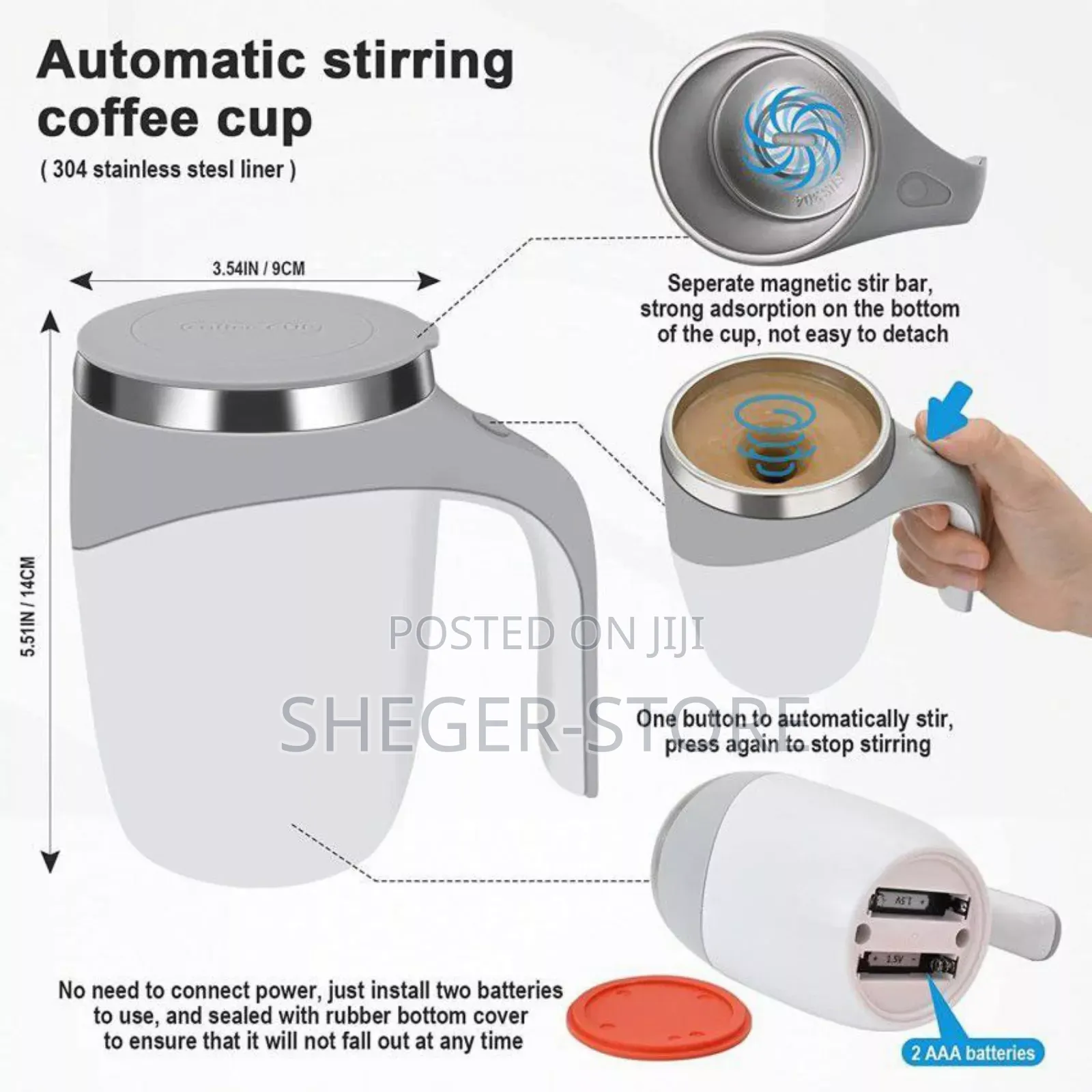 Automatic Magnetic Stirring Cup ( በራሱ የሚቀላቅል (ቢሮ)ውስጥ ይዘውት ቢጎነጩበት የሚመች