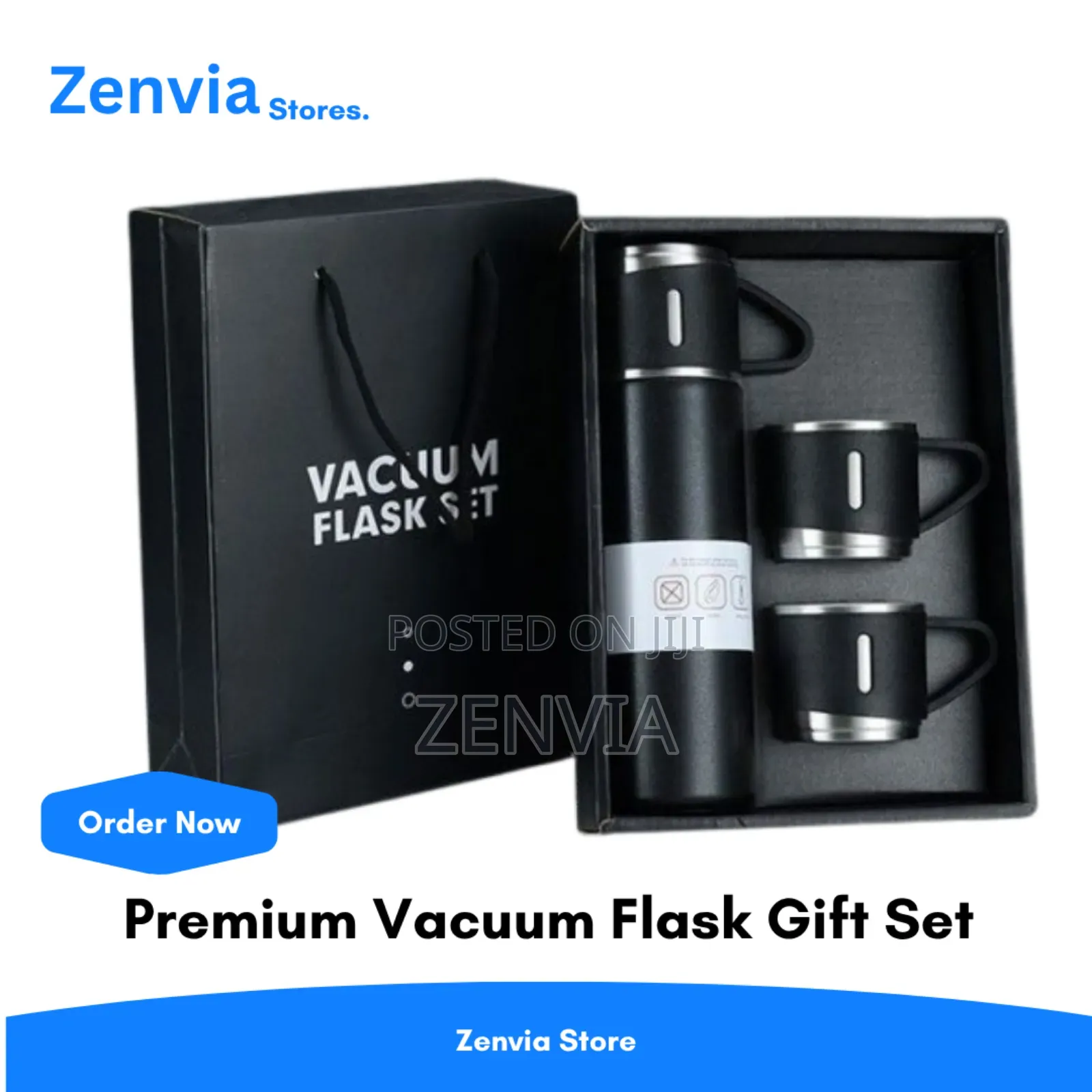 Premium Vacuum Flask Gift Set – | 2 Stainless Cups | Free Delivery