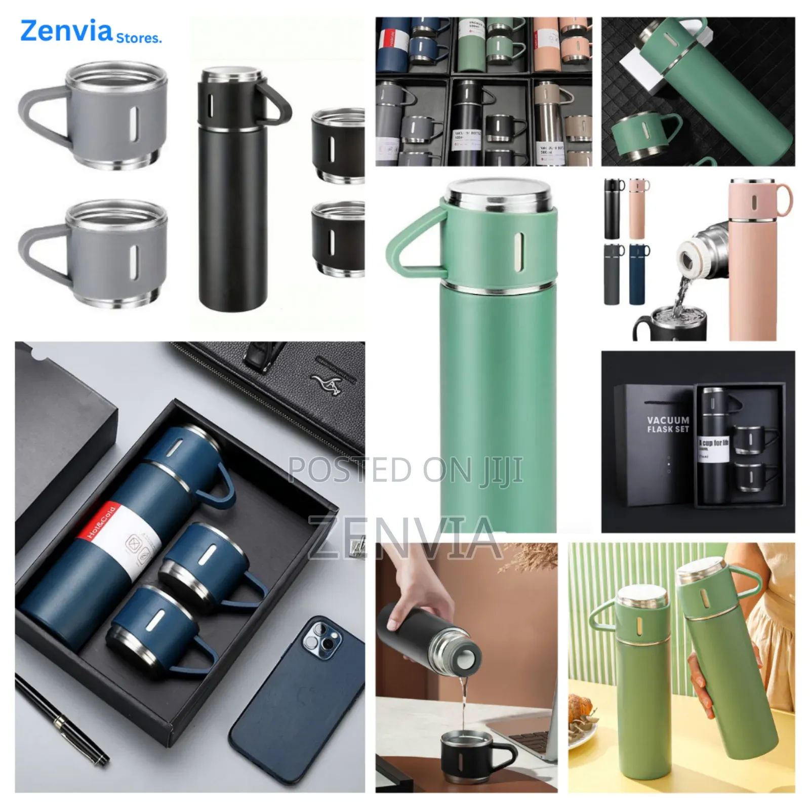 Premium Vacuum Flask Gift Set – | 2 Stainless Cups | Free Delivery