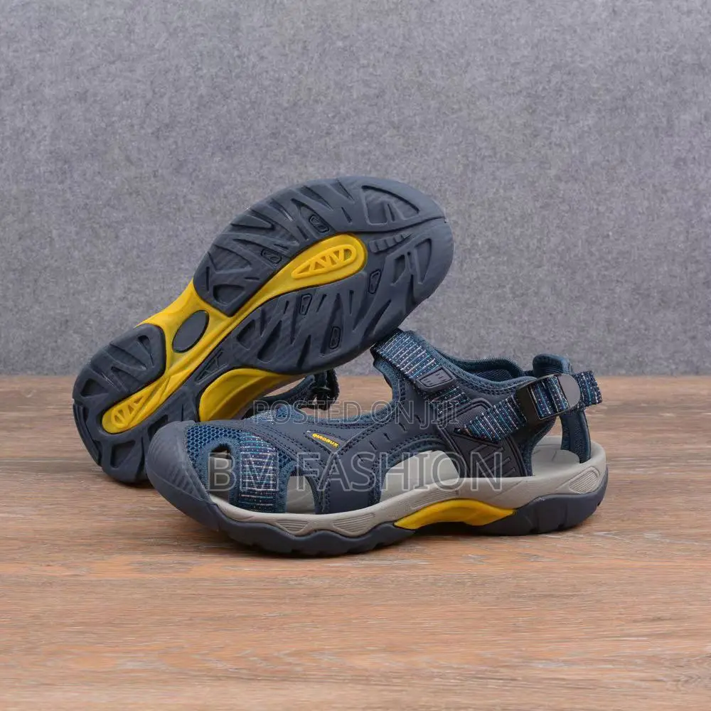 Sandals in Navy Blue With Yellow Accents