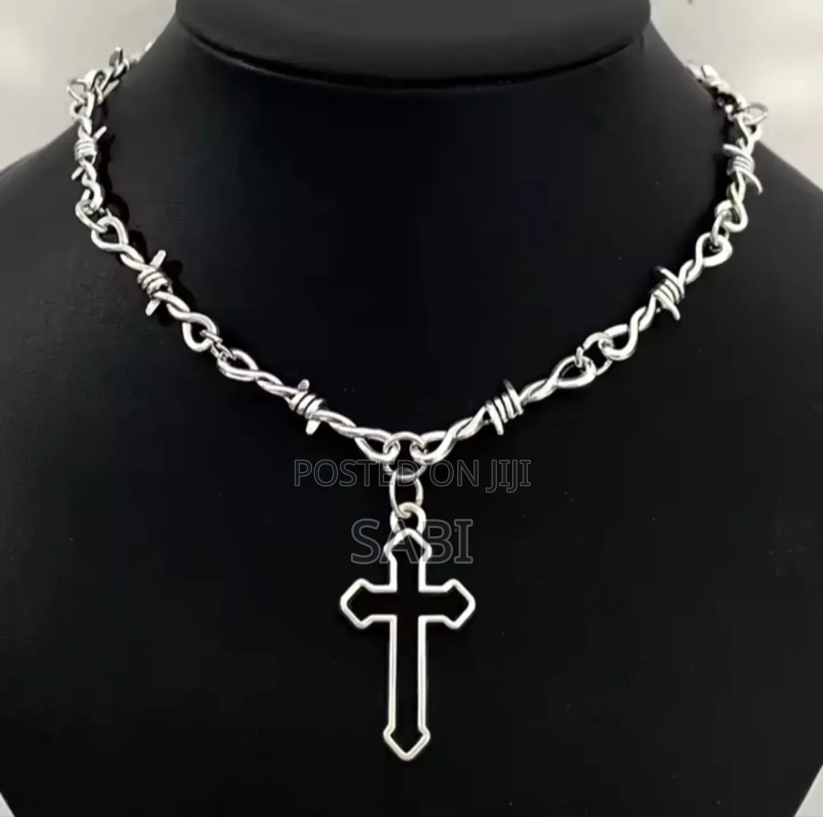 Trendy Cross Necklace – Barbed Wire Style