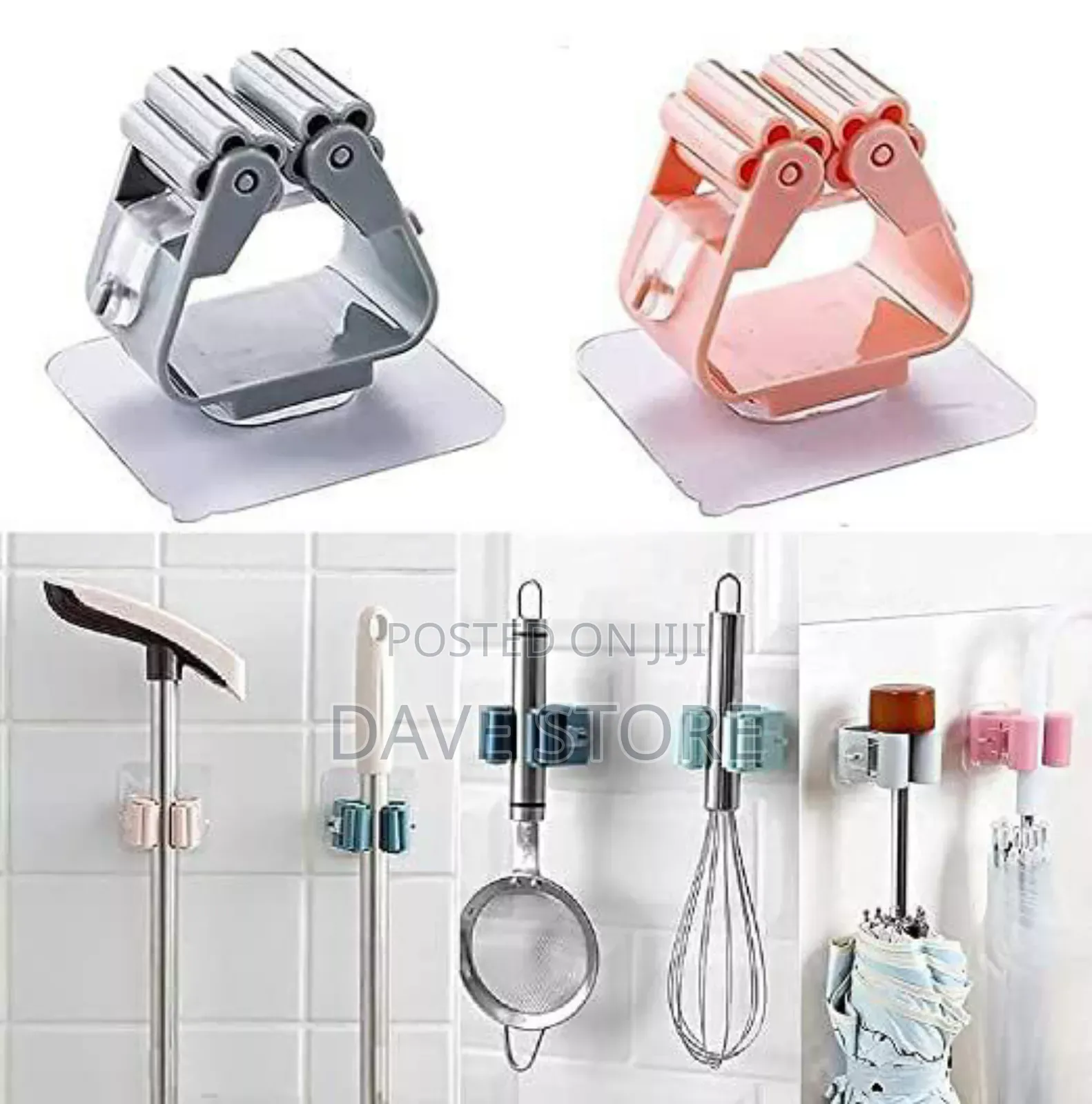 2pcs Punch-Free Wall-Mounted Strong Mop Hook,