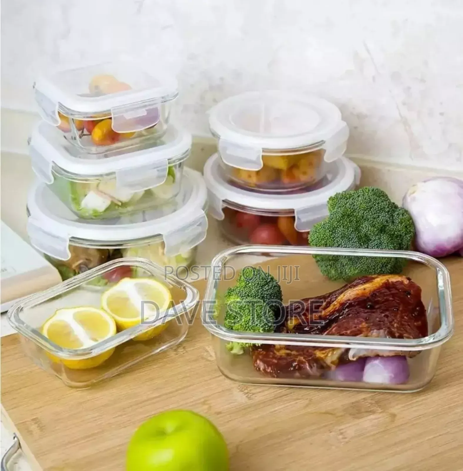 Rectangle Glass Food Container With Pp Lid 1040ml