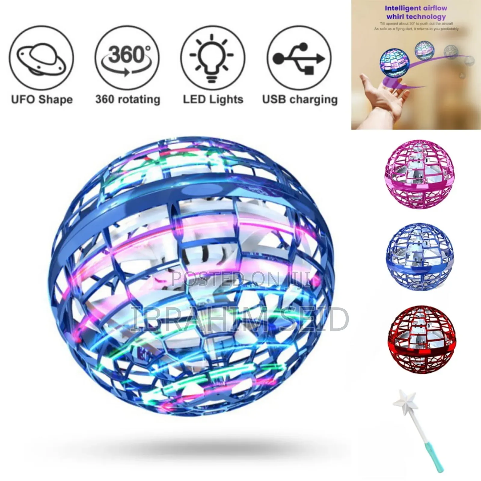 Hand-Operated, Spherical Flying Toy or Mini-Drone