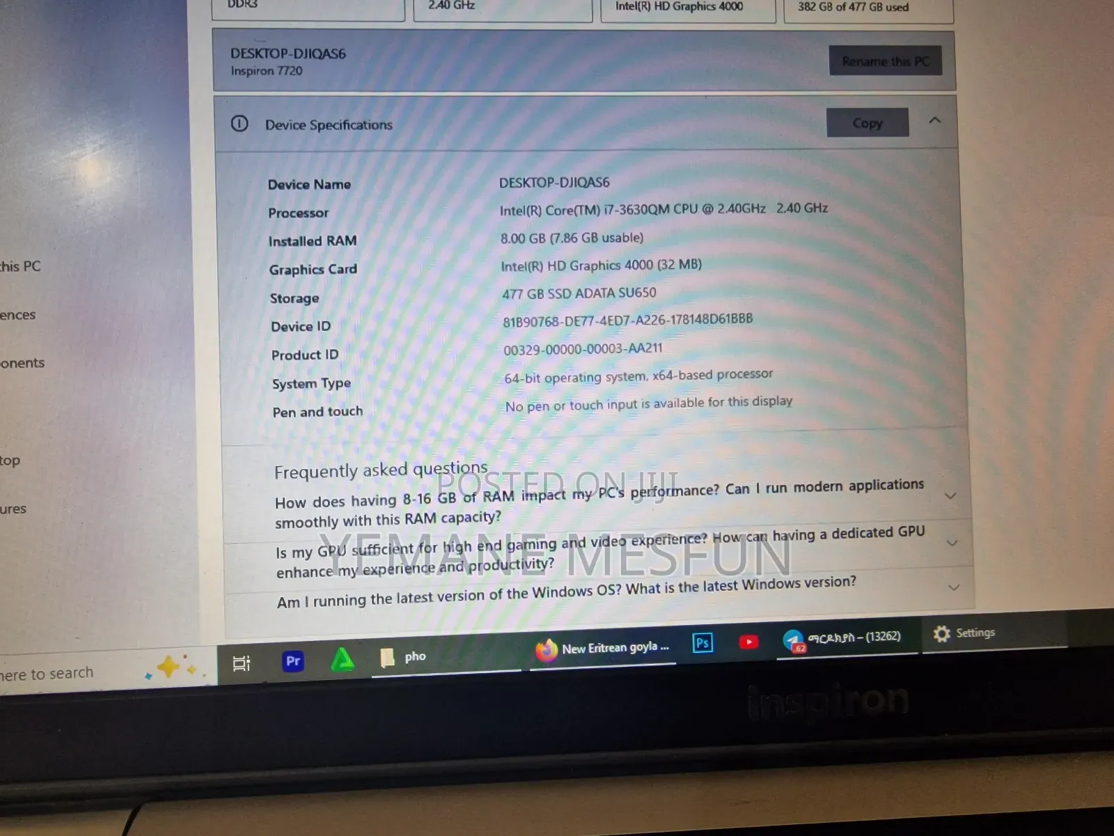 Laptop Dell Inspiron 7566 8GB Intel Core I7 SSD 500GB