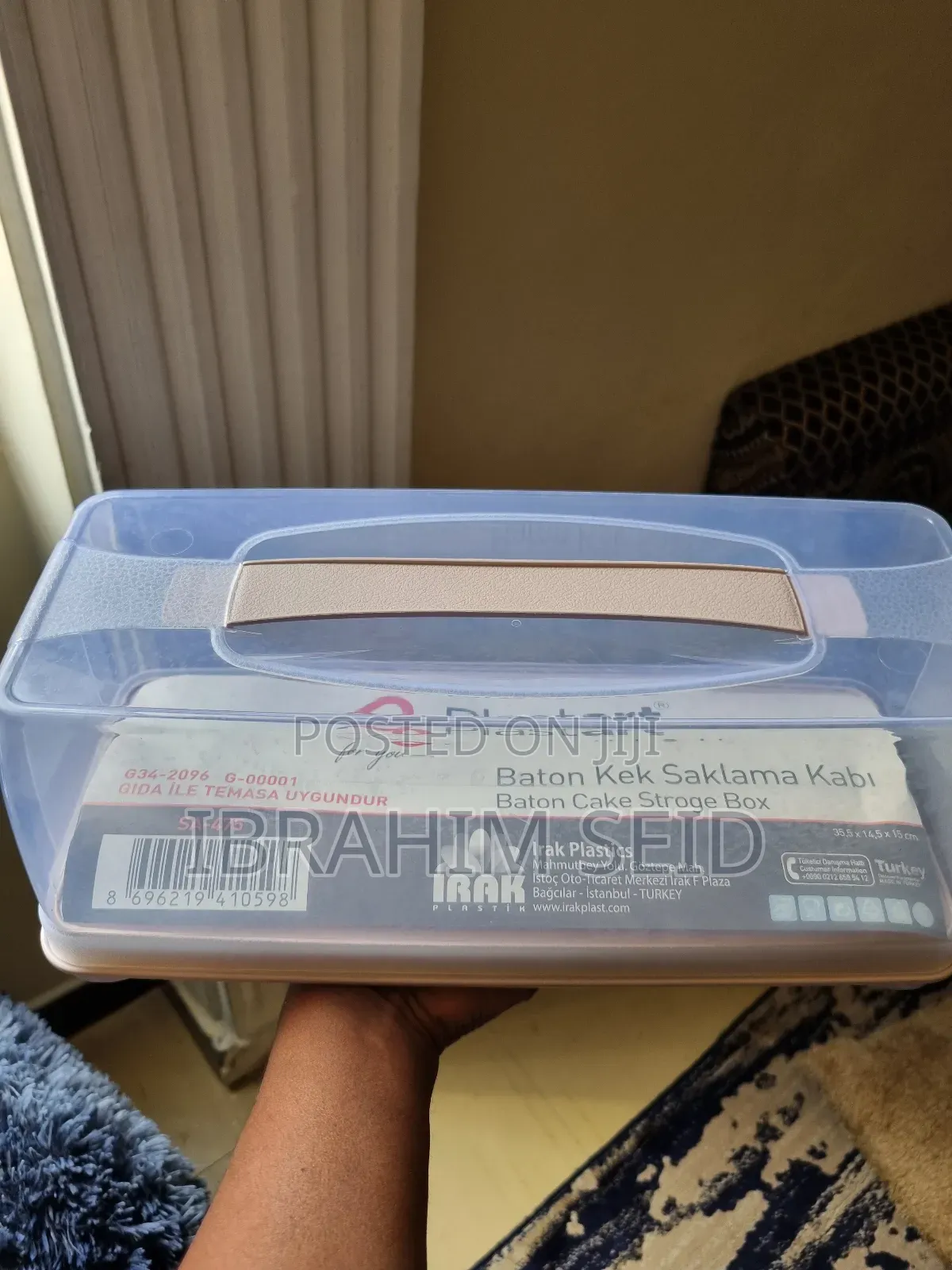 Cake Box Rectangular Baton With Safety Clip Lid and Handle Turkey Mad