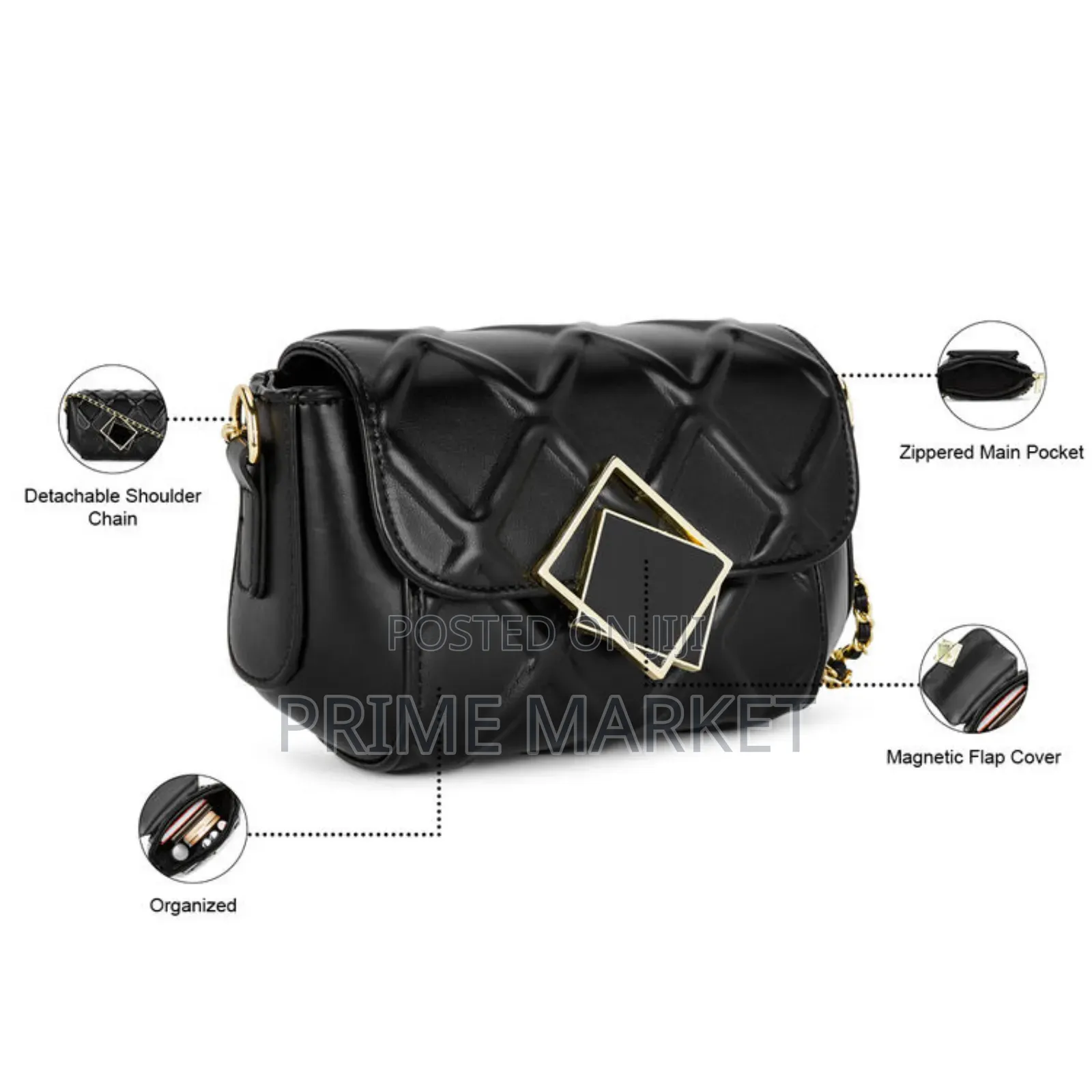 Brooklyn Black Patterned Sling Crossbody Women Bag-Genuine Leather