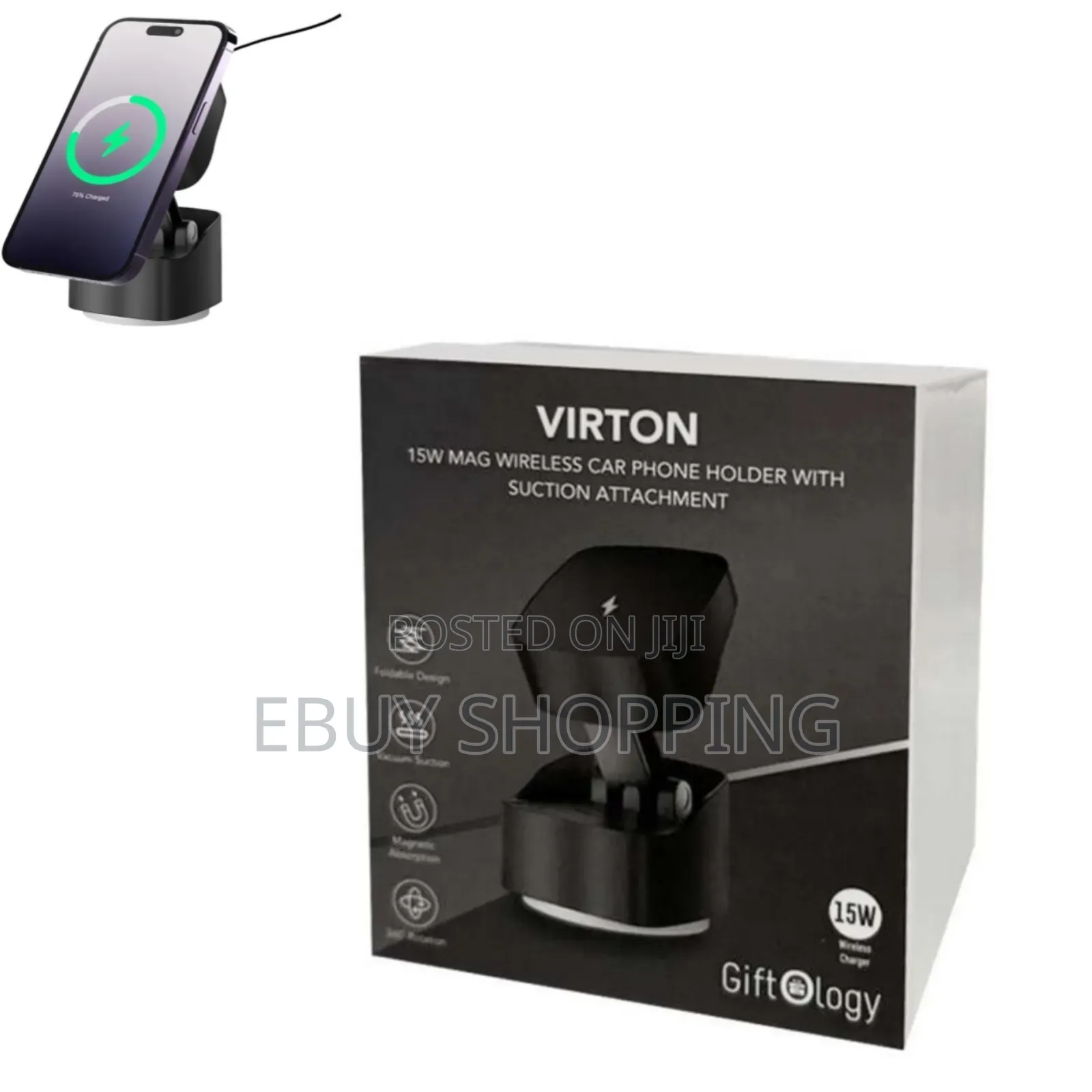 Foldable Arm Magnetic Car Holder 15w Wireless Charger